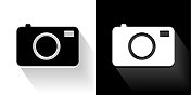 数码相机黑白图标与长影子