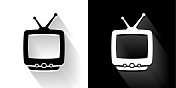 电视黑白图标与长影子