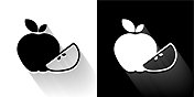 苹果和苹果片黑白长影图标