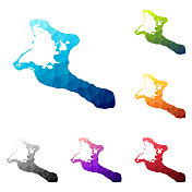 基里巴斯地图在低多边形风格-彩色多边形几何设计