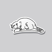 海狸黑白涂鸦加拿大图标