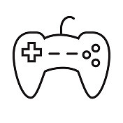 视频游戏直播游戏控制器图标在细线风格