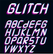 紫蓝色glitch风格的信件收集