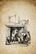 人性化动物插图:笼子里的老鼠