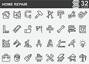 家居维修和建设线图标