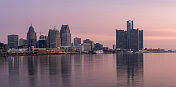 底特律，密歇根-全景在黎明