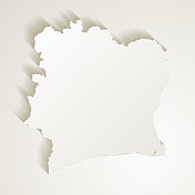 象牙海岸地图与剪纸的空白背景效果