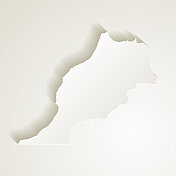 摩洛哥地图与剪纸效果的空白背景