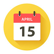 4月15日-圆日日历图标在平面设计风格