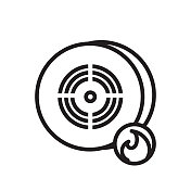 家居效率现代烟雾探测器图标在细线风格