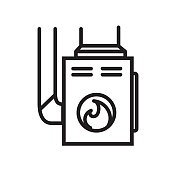 家居效率现代高效率炉图标在细线风格