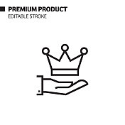 Premium Product Line Icon, Outline Vector Symbol插图。完美像素，可编辑的描边。