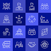 与业务人员相关的矢量线图标的简单集合。大纲符号集合 与业务人员相关的矢量线图标的简单集合。大纲符号集合