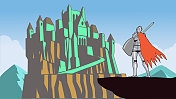 矢量骑士和城堡插图
