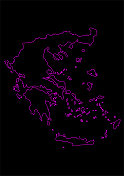 黑色背景下的希腊霓虹地图