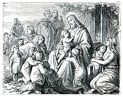 1882年耶稣与孩子们交谈的插图