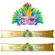 巴西狂欢节羽毛头饰和网络横幅 巴西狂欢节羽毛头饰和网络横幅