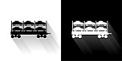 汽车运输黑色和白色与长影子的图标