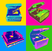 复古音乐图标-黑胶唱片转盘