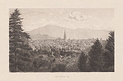 弗莱堡，Baden-Württemberg，德国，版画，出版于1897年