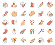 蔬菜相关矢量线图标的简单集合。大纲符号集合。 蔬菜相关矢量线图标的简单集合。大纲符号集合。