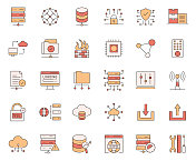 简单的一组网站托管相关的矢量线图标。大纲符号集合 简单的一组网站托管相关的矢量线图标。大纲符号集合