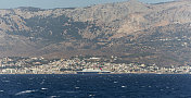 希腊海岸的希奥斯岛码头在希腊