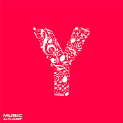 由音符组成的向量字母Y，音乐字母，音乐字体