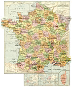 法国各县和县地图1887年