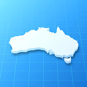 澳大利亚3D地图上的蓝色背景