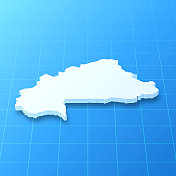 布基纳法索3D地图上的蓝色背景
