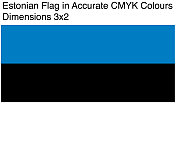 精确CMYK颜色的爱沙尼亚国旗(尺寸3x2)