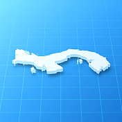 巴拿马3D地图上的蓝色背景