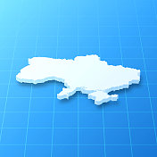蓝色背景的乌克兰3D地图