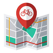 自行车路径地图引脚图标
