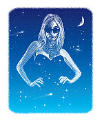 年轻女人和宇宙