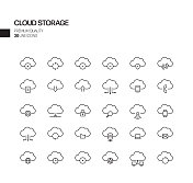 云存储相关矢量线图标的简单设置。大纲符号集合 云存储相关矢量线图标的简单设置。大纲符号集合