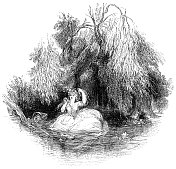 从柳树上掉下来后在小溪中的奥菲利亚-莎士比亚的作品