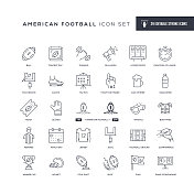美式足球可编辑的描边线图标