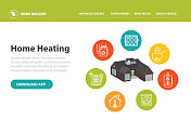 家庭效率采暖和制冷信息图设计模板与3d家庭空调和炉