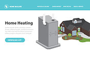 家居高效供暖网页模板与3d家居炉和家居