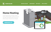 家居高效供暖网页模板与3d家居炉和家居