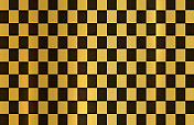 金色和黑色方形图案纹理背景。