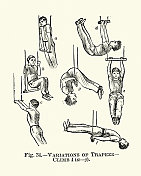 体操，空中飞人，攀爬的变化，维多利亚运动19世纪