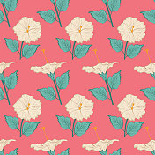 手绘芙蓉无缝图案 手绘芙蓉无缝图案