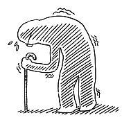 驼背老人人物画