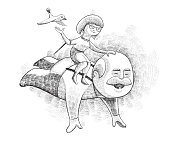 老女人坐在老男人的画像后面 老女人坐在老男人的画像后面