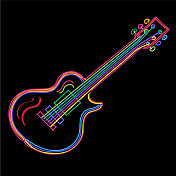 矢量插图的吉他霓虹风格 矢量插图的吉他霓虹风格