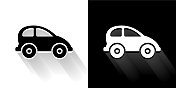 汽车黑白图标与长影子 汽车黑白图标与长影子