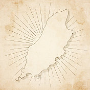 马恩岛地图复古风格-旧纹理纸